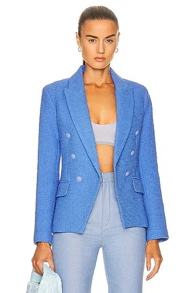 Shop L Agence Kenzie Double Breasted Blazer In Blue Bonnet