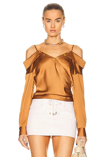 Shop Jonathan Simkhai Haley Wrap Top In Copper