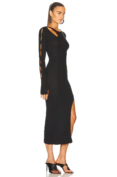 Shop Helmut Lang Slash Long Sleeve Midi Dress In Basalt Black