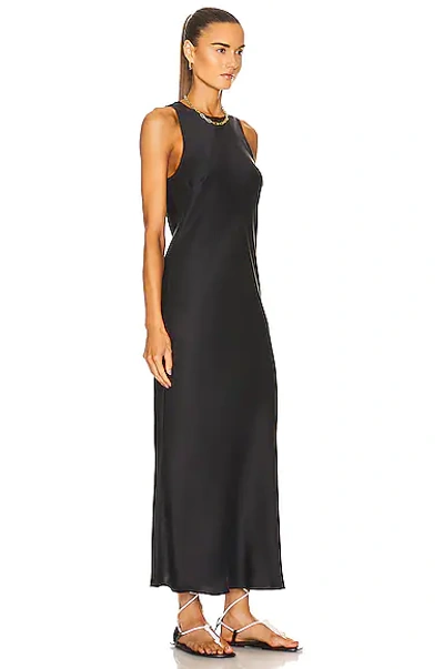 Asceno Valencia High-neck Silk-satin Maxi Dress In Black