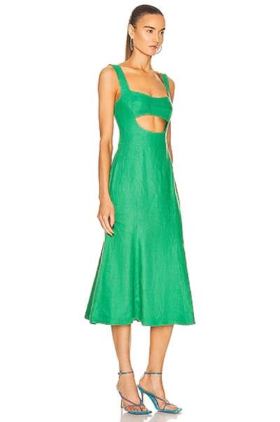 Shop Matthew Bruch For Fwrd Eva Fluted Midi Dress In Kelly Green