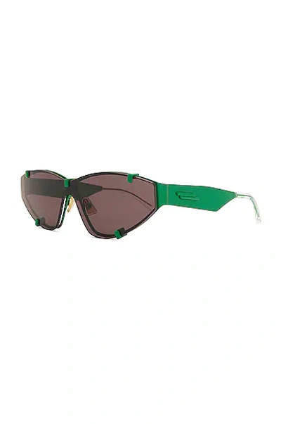 Shop Bottega Veneta Bv1165s Sunglasses In Varnished Green & Solid Black