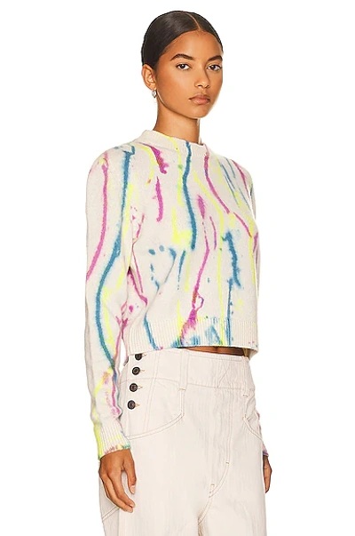 Shop The Elder Statesman Cashmere Watercolor Crew Sweater In Ivory & Limon