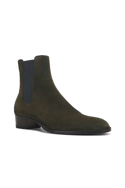 Saint Laurent 40mm Wyatt Suede Chelsea Boots In Brown
