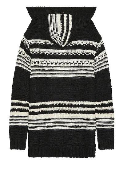 Saint Laurent Baja Cardigan In Black And White Mohair In Noir & Natural