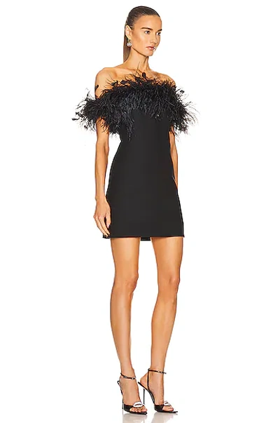 Shop Valentino Off The Shoulder Dress With Feathers In Nero