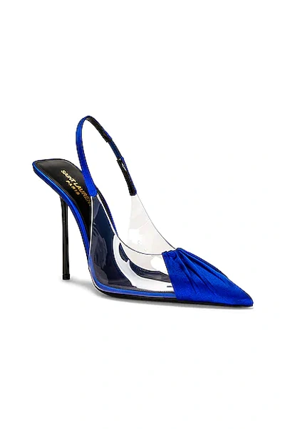 Shop Saint Laurent Frida Slingback Heels In Transparent & Picasso