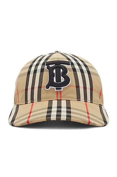 Shop Burberry Check Baseball Cap In Archive Beige