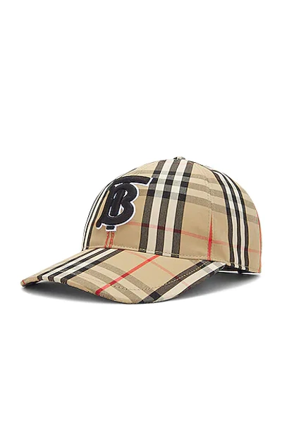 Shop Burberry Check Baseball Cap In Archive Beige