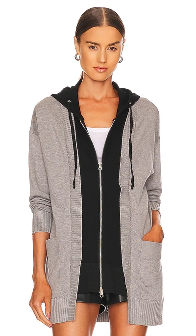 Central Park West Brynn Long Dickie Cardigan In Light Grey