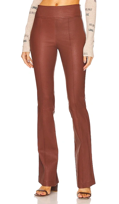 Shop Helmut Lang Leather Bootcut Pant In Cinnamon