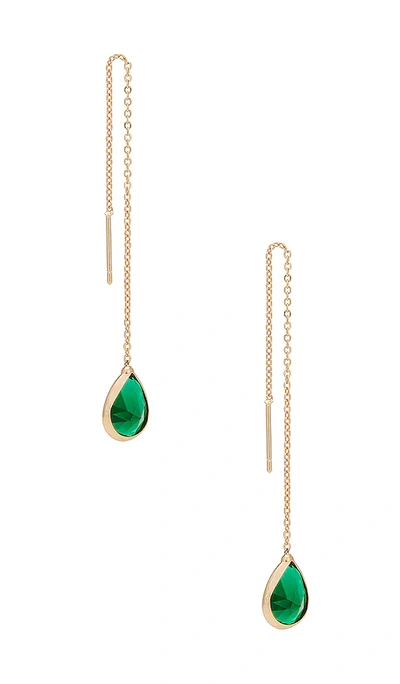 Shop Ettika Barely There Chain Earrings In Green Crystal