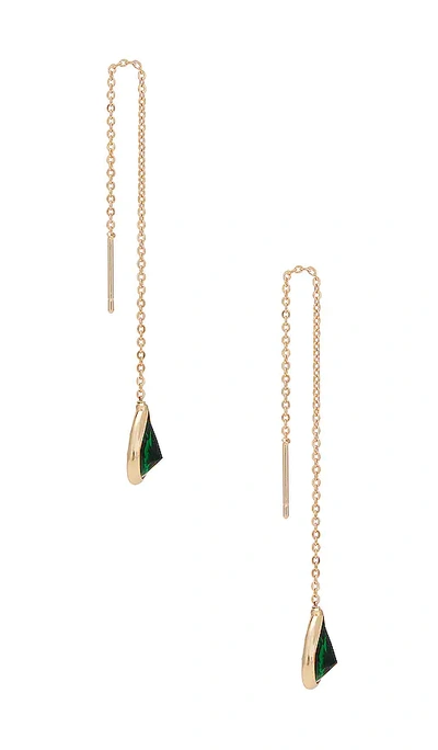 Ettika Barely There Chain Earrings In Green Crystal