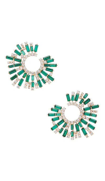 Shop Ettika Opulent Crystal Stardust Open Circle Earrings In Green Crystal