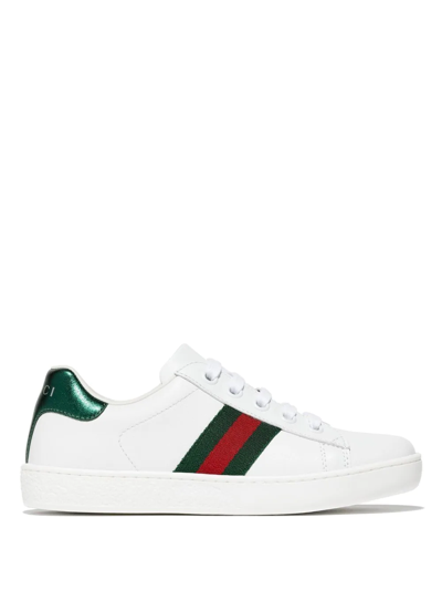 Gucci Ace Web-stripe Sneakers In White