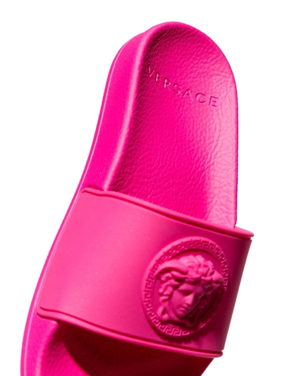 Shop Versace Medusa Head Slides In Pink