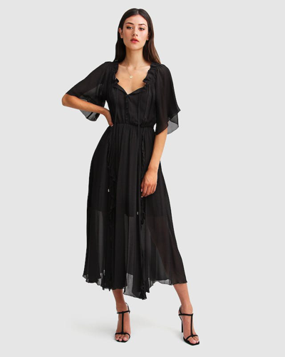 Shop Belle & Bloom Amour Amour Ruffled Midi Dress In Black