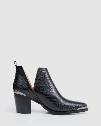 Shop Belle & Bloom Austin Croc Embossed Ankle Boot In Black
