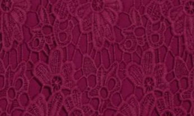 Nina Leonard Jewel Neck Lace Dress In Sangria