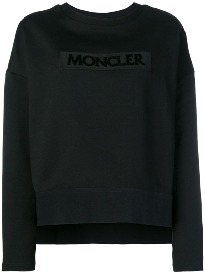 Shop Moncler Logo Patch Crewneck Sweatshirt In Black