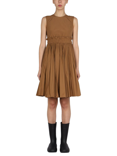 Shop Red Valentino Redvalentino Sleeveless Pleated Mini Dress In Brown