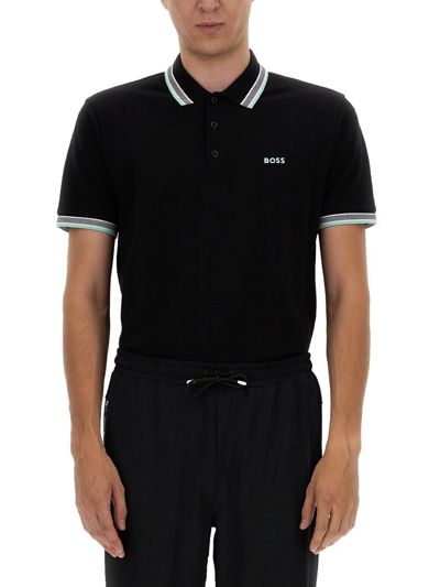 Shop Hugo Boss Boss  Logo Embroidered Polo Shirt In Black
