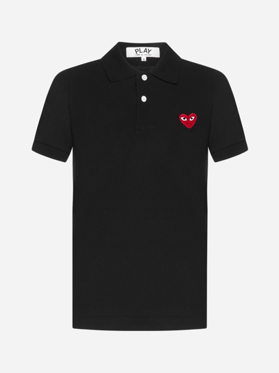 Shop Comme Des Garçons Play Logo-patch Cotton Polo Shirt