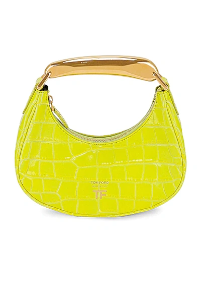 Fwrd Renew Tom Ford Bianca Mini Hobo Bag In Acid Yellow Croc