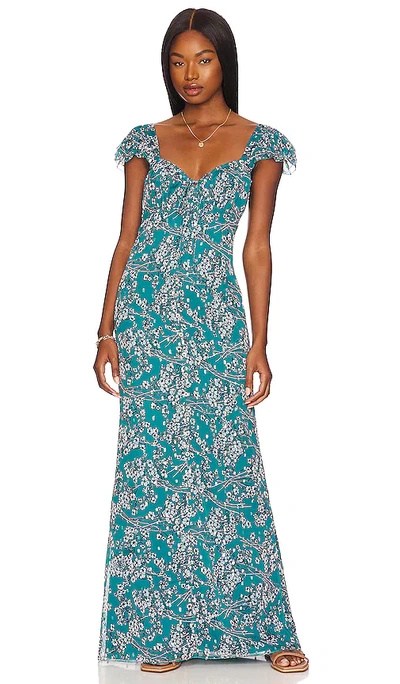 Shop House Of Harlow 1960 X Revolve Viana Maxi Dress In Teal Floral Multi