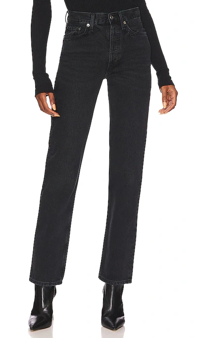 Agolde Lana Mid Rise Straight Jeans In Black