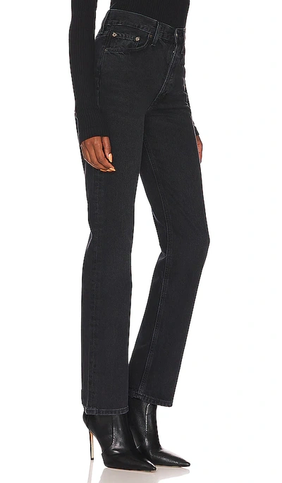 Agolde Lana Mid Rise Straight Jeans In Black