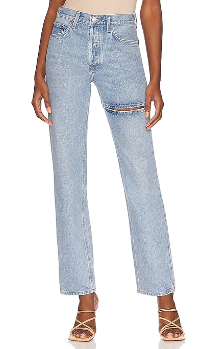 Agolde Lana Straight-leg Jeans With Slice Detail In Blue | ModeSens
