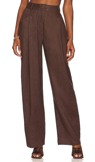 Shop Aexae Linen Trouser In Brown