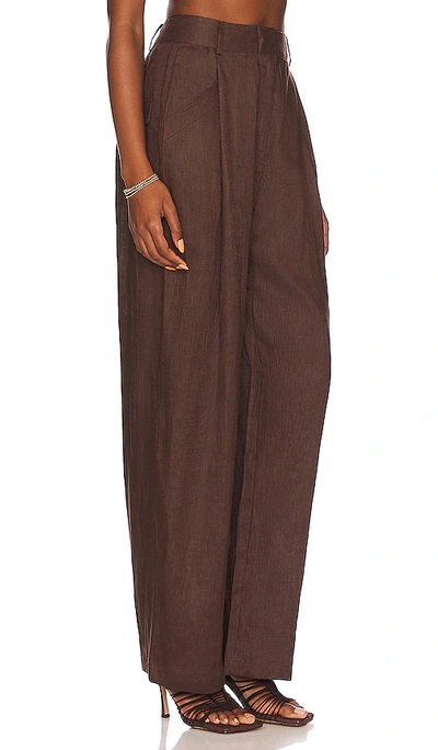 Shop Aexae Linen Trouser In Brown