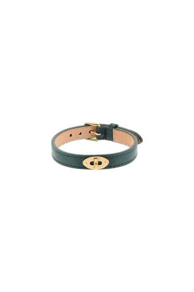 Shop Mulberry Bayswater Thin Leather Bracelet In Green