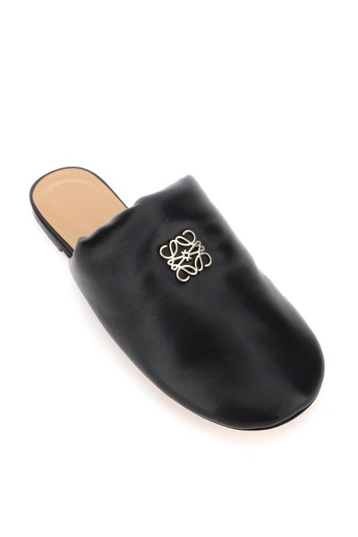 Shop Loewe Nappa Leather Padded Anagram Mules In Black