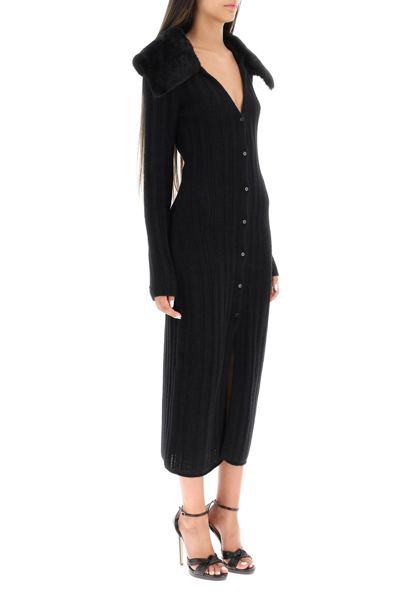 Shop Blumarine Long Cardigan In Wool And Cashmere In Black