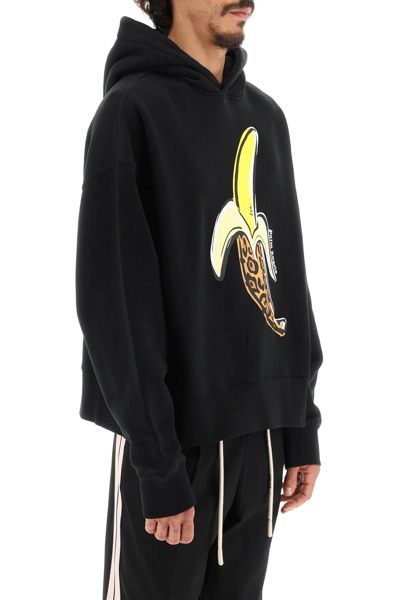 Shop Palm Angels Banana Print Hoodie In Black