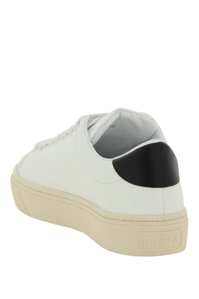 Shop Furla Joy Leather Sneakers In White,black