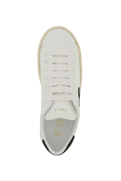 Shop Furla Joy Leather Sneakers In White,black