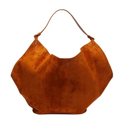 Shop Khaite Lotus Bag Medium In Caramel