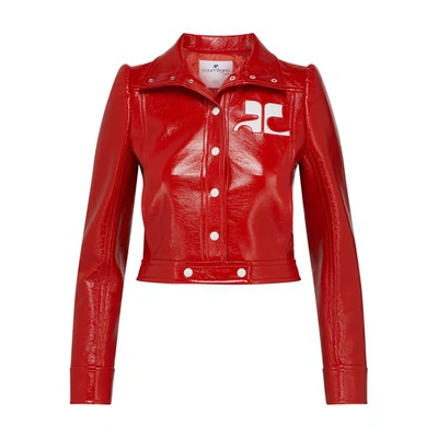 Shop Courrèges Vinyl Reedition Jacket In Heritage Red