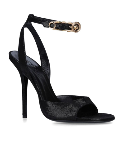 Shop Versace Embellished Heeled Sandals 110 In Black