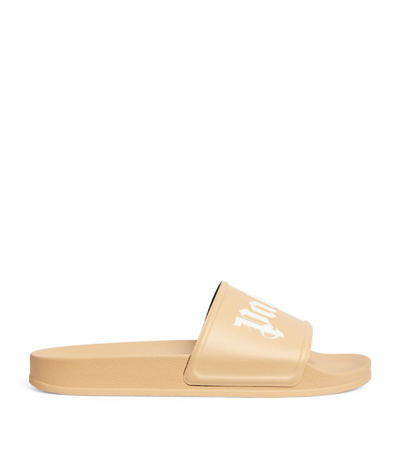 Shop Palm Angels Logo Slides In Brown