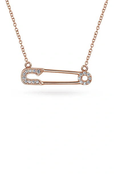 Bling Jewelry Support Refugees Safety Pin Cz Pendant Necklace In Pink