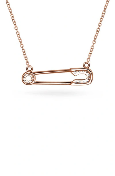 Bling Jewelry Support Refugees Safety Pin Cz Pendant Necklace In Pink