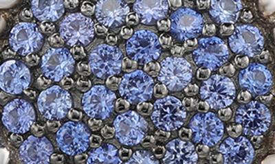 Suzy Levian Sterling Silver Sapphire Circle Pendant Necklace In Blue