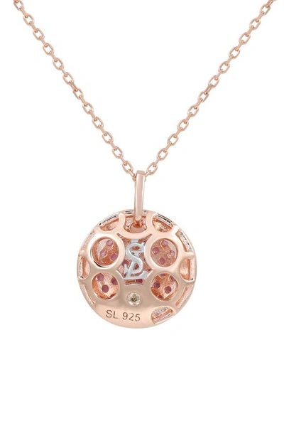 Shop Suzy Levian Sterling Silver Sapphire Circle Pendant Necklace In Pink