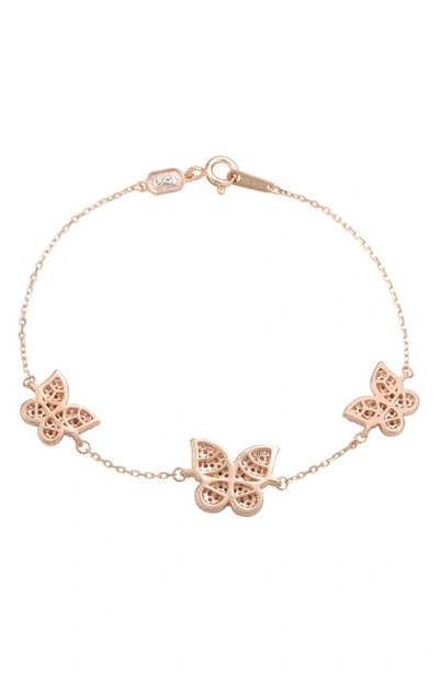 Suzy Levian Rose Sterling Silver Cubic Zirconia Butterfly Bracelet