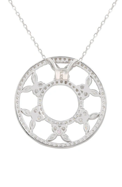 Suzy Levian Sterling Silver Cubic Zirconia Circle Butterfly Necklace In White